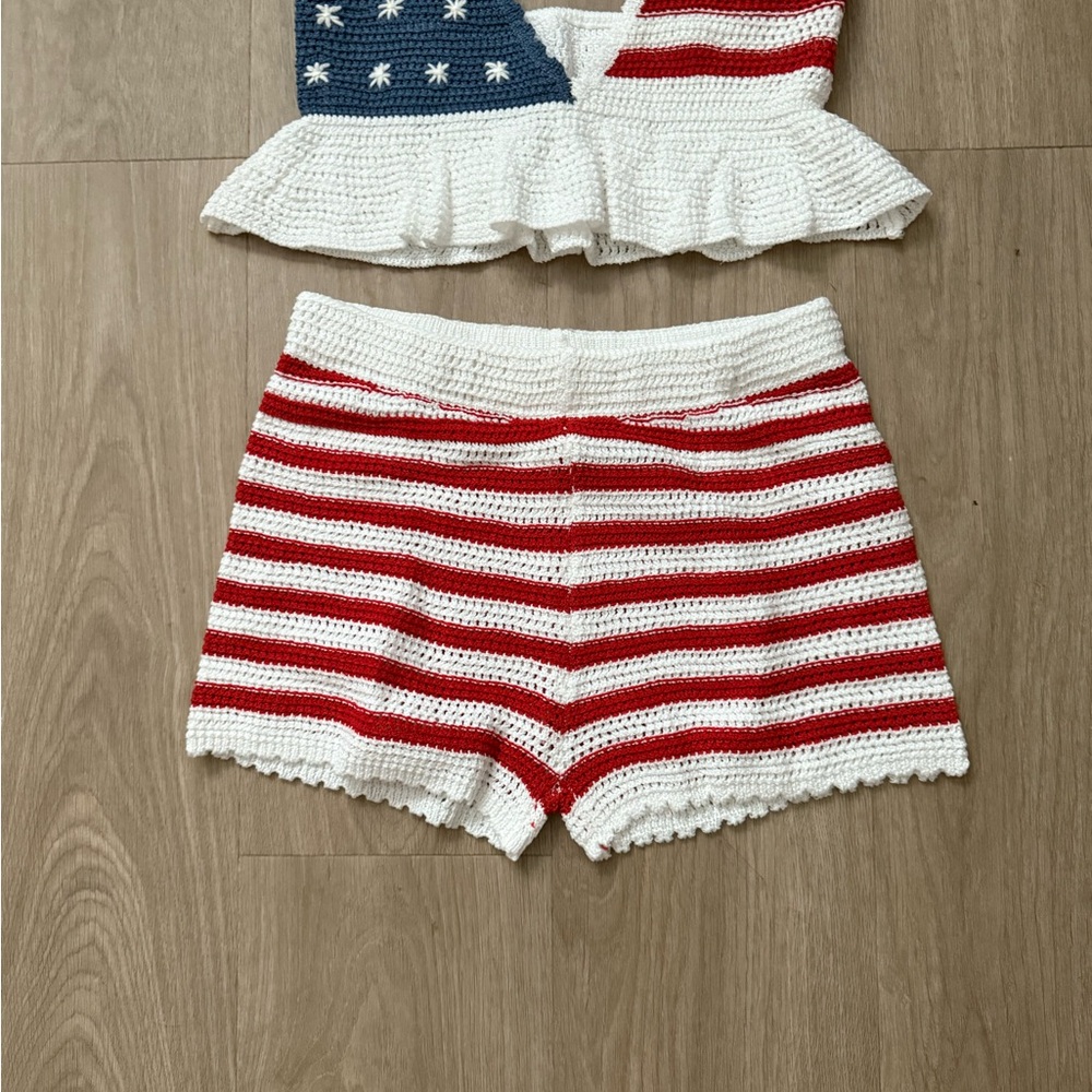 NWOT red white and blue knitted 2 piece set - Picture 5 of 10